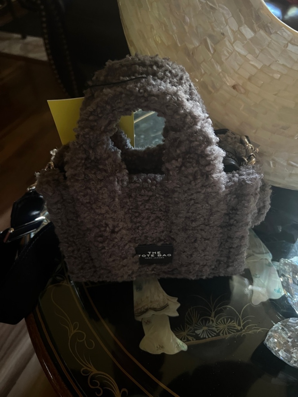 Marc Jacobs Plush Mini Tote in Gray Sherpa